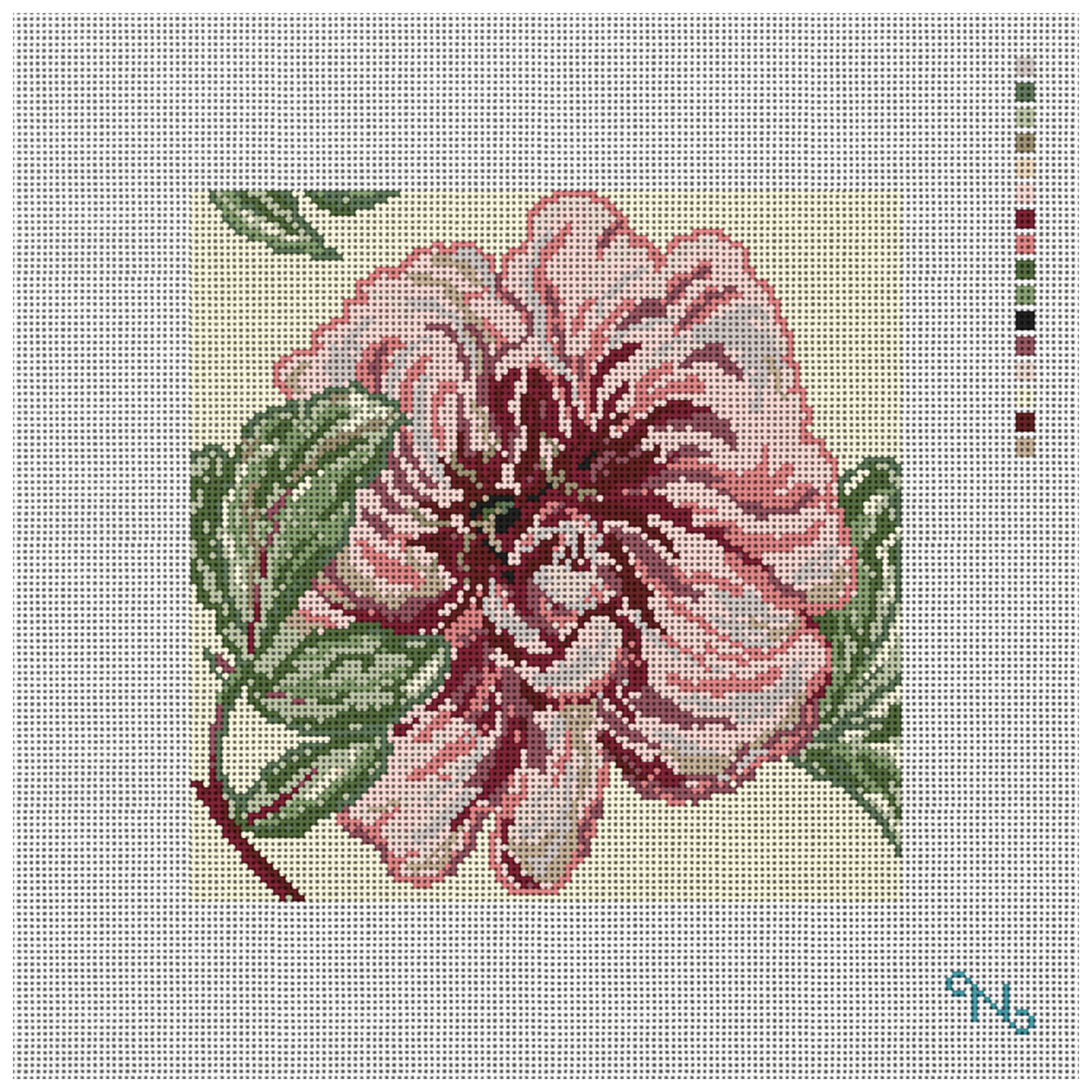 Delicate Peony Needlepoint Pillow Kit