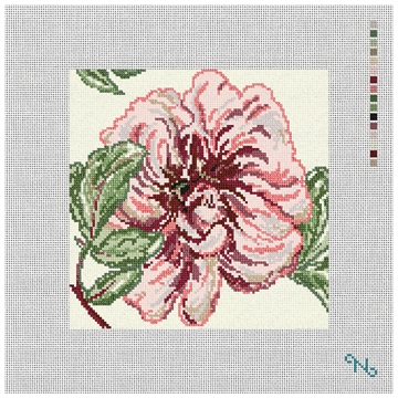 Delicate Peony Needlepoint Pillow Kit Stitched Preview