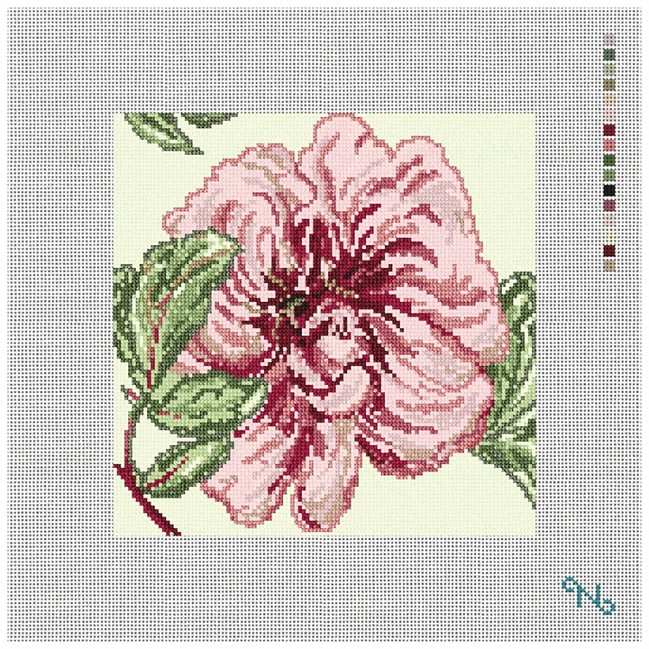 Delicate Peony Needlepoint Pillow Kit Stitched Preview