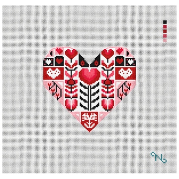 Delightful Patchwork Valentine Needlepoint Kit Stitched Preview