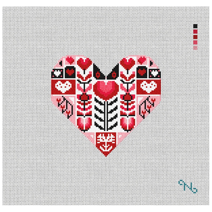 Delightful Patchwork Valentine Needlepoint Kit Stitched Preview