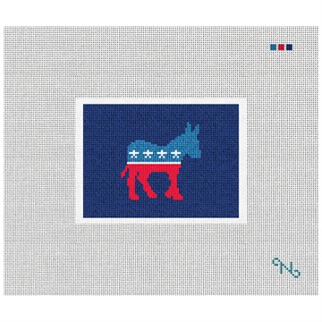 Democratic Needlepoint Card Wallet Kit Stitched Preview
