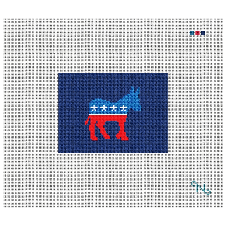 Democratic Needlepoint Card Wallet Kit Stitched Preview