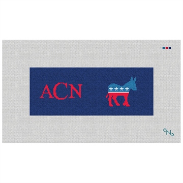 Democratic Needlepoint Wallet Kit Stitched Preview