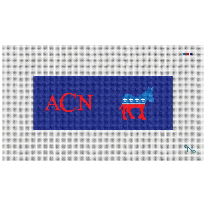 Democratic Needlepoint Wallet Kit Stitched Preview