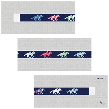 Derby Day Needlepoint Belt Kit Stitched Preview