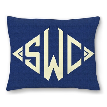 Diamond Monogram Needlepoint Pillow
