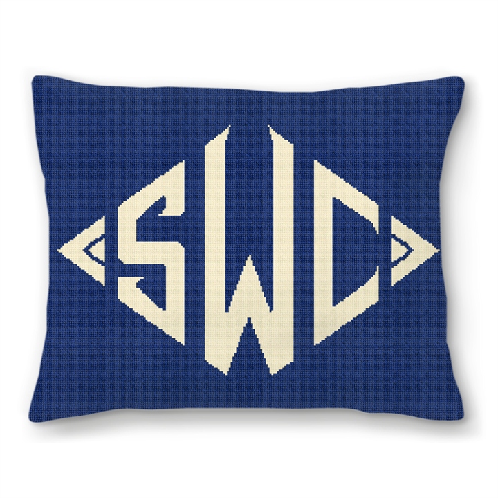 Diamond Monogram Needlepoint Pillow