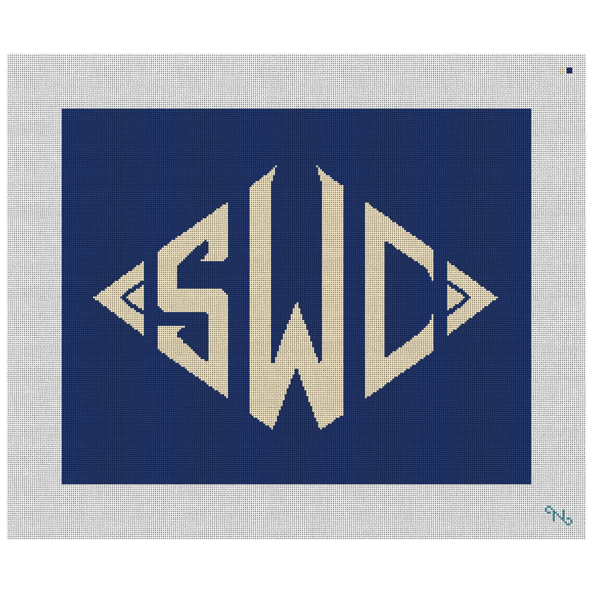 Diamond Monogram Needlepoint Pillow Kit