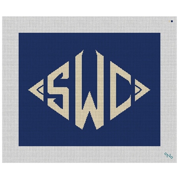 Diamond Monogram Needlepoint Pillow Kit
