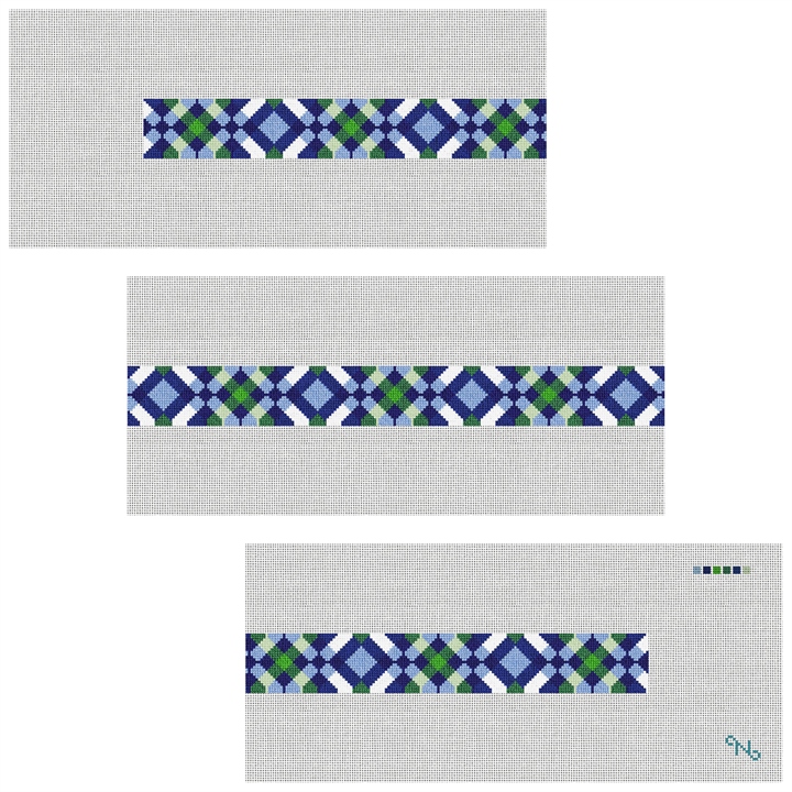 Diamond Plaid Needlepoint Belt Kit Stitched Preview