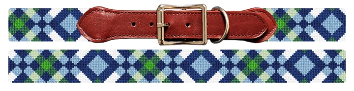 Diamond Plaid Needlepoint Dog Collar