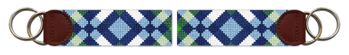 Diamond Plaid Needlepoint Key Fob
