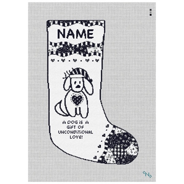 Dog is a Gift Needlepoint Stocking Kit Stitched Preview