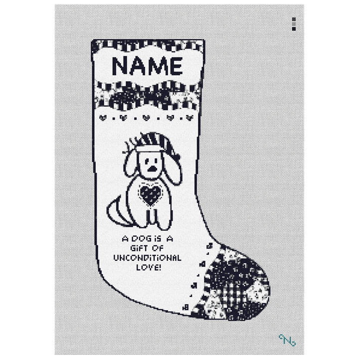 Dog is a Gift Needlepoint Stocking Kit Stitched Preview