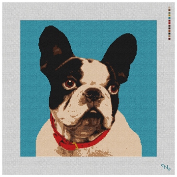 Dog Needlepoint Pillow Kit Stitched Preview