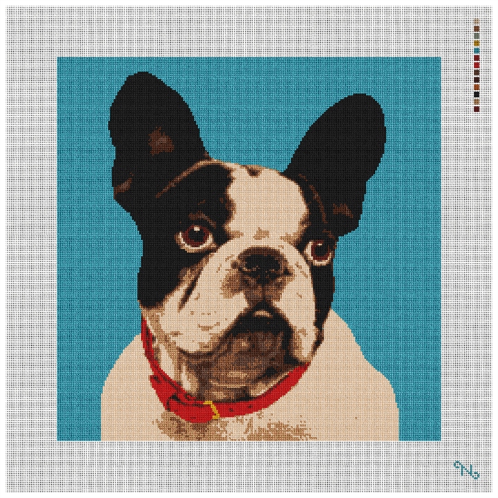 Dog Needlepoint Pillow Kit Stitched Preview