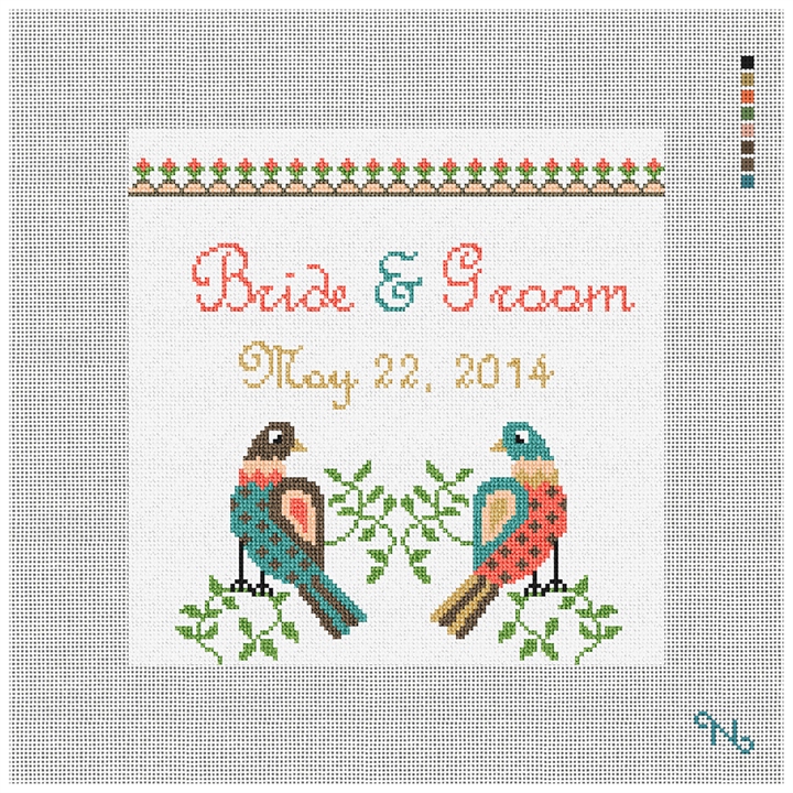 Dove Love Wedding Needlepoint Kit Stitched Preview