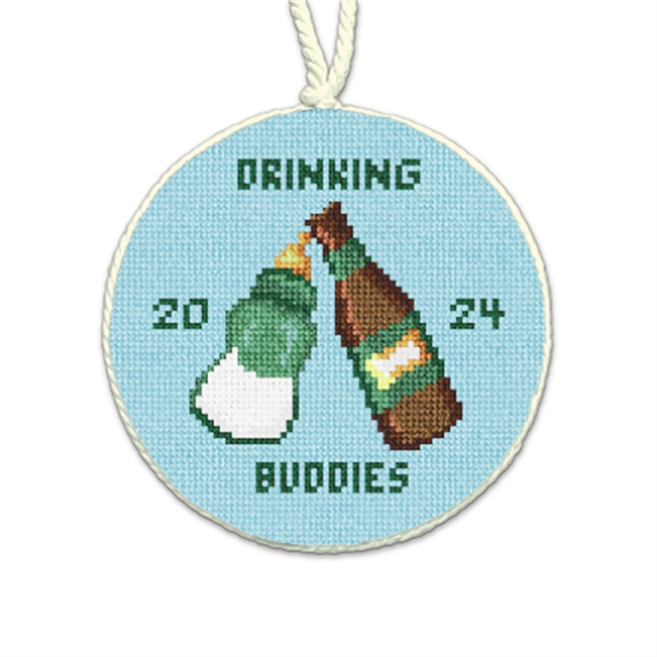 Drinking Buddies Needlepoint Ornament