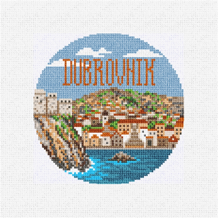 Dubrovnik Needlepoint Ornament Kit Stitched Preview