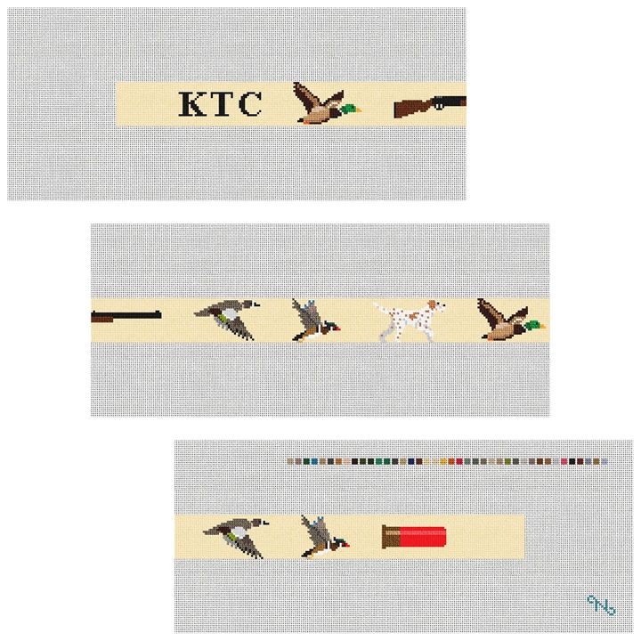 Duck Hunting Belt Needlepoint Kit Stitched Preview