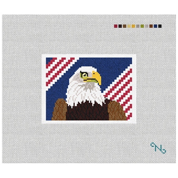 Eagle Needlepoint Card Wallet Kit Stitched Preview
