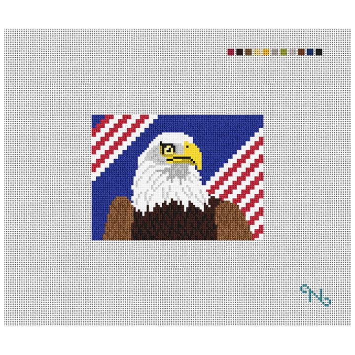 Eagle Needlepoint Card Wallet Kit Stitched Preview