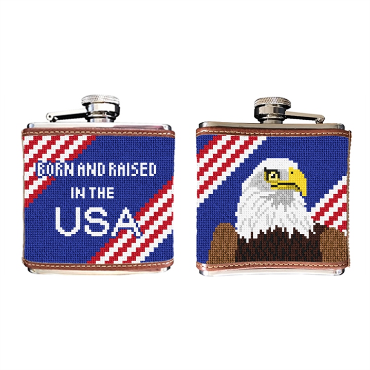 Eagle Needlepoint Flask 