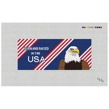 Eagle Needlepoint Flask Kit Stitched Preview