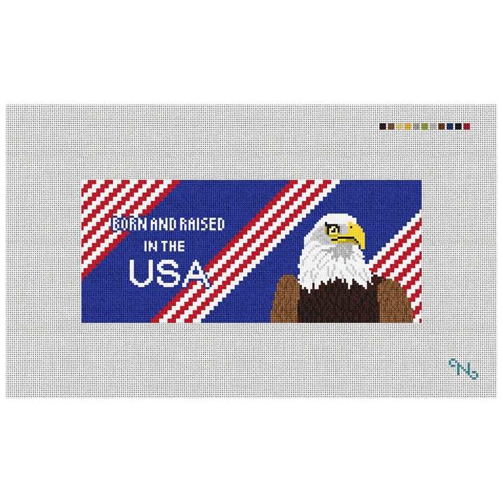 Eagle Needlepoint Flask Kit Stitched Preview