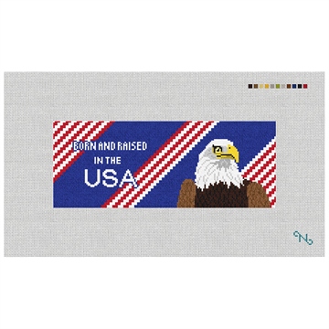 Eagle Needlepoint Wallet Kit Stitched Preview