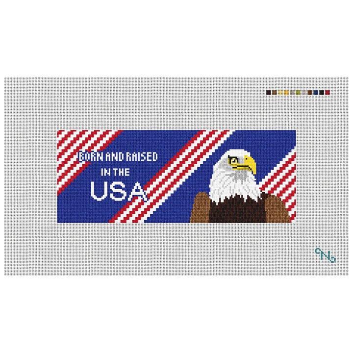 Eagle Needlepoint Wallet Kit Stitched Preview