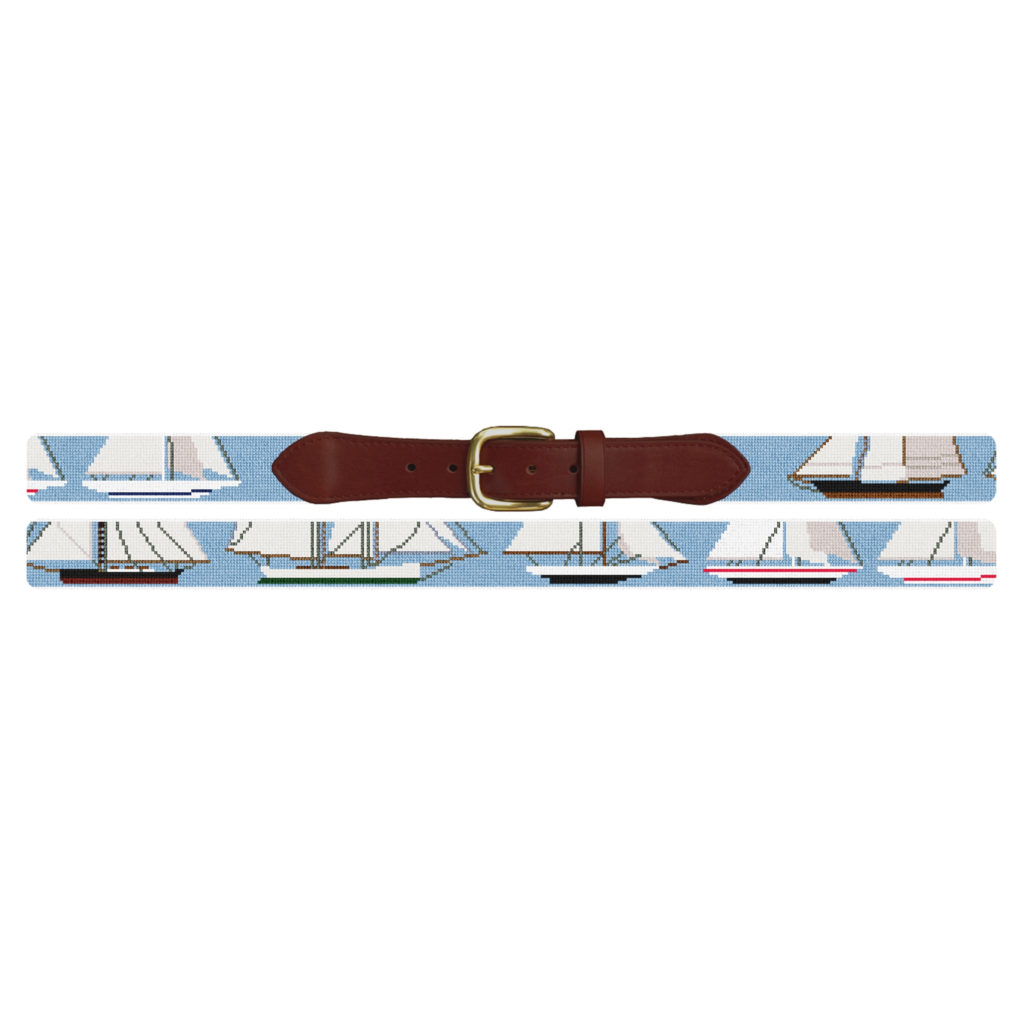 Early Americas Cup Yachts Needlepoint Belt