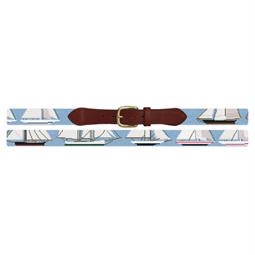 Early Americas Cup Yachts Needlepoint Belt