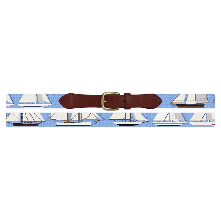 Early Americas Cup Yachts Needlepoint Belt