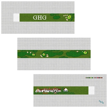 Eastward Ho! Golf Course Needlepoint Belt Kit Stitched Preview