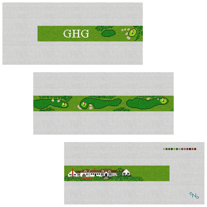 Eastward Ho! Golf Course Needlepoint Belt Kit Stitched Preview