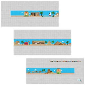Egyptian Pyramids Needlepoint Belt Kit Stitched Preview