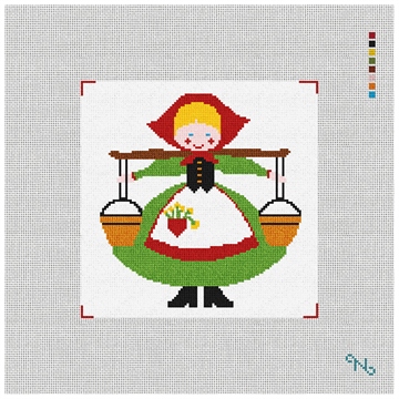 Eight Maids A-Milking Needlepoint Kit Stitched Preview