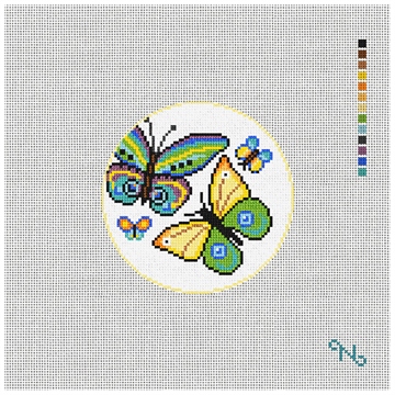 Elegant Butterflies Needlepoint Ornament Kit Stitched Preview