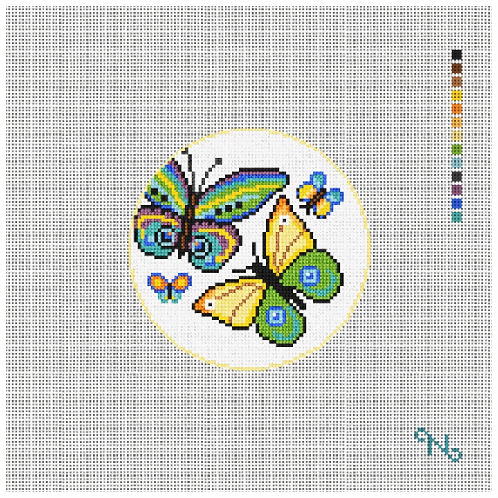 Elegant Butterflies Needlepoint Ornament Kit Stitched Preview