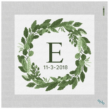 Elegant Wreath Needlepoint Pillow Kit Stitched Preview