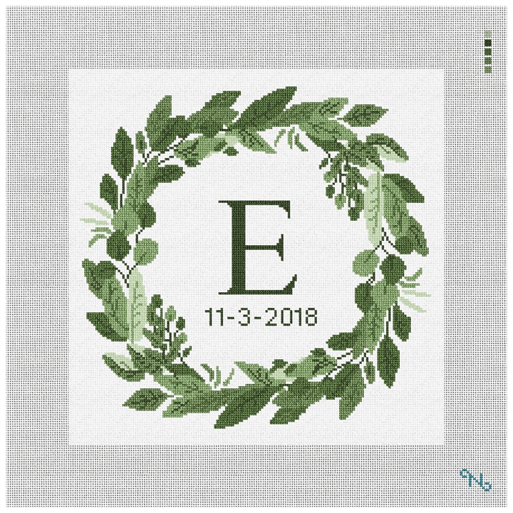 Elegant Wreath Needlepoint Pillow Kit Stitched Preview