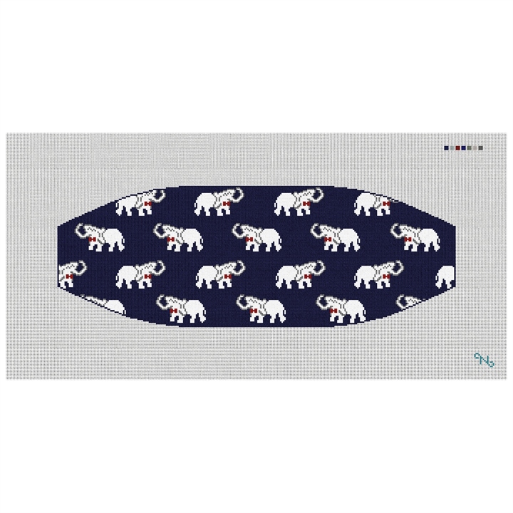 Elephant Cummerbund Needlepoint Kit Stitched Preview
