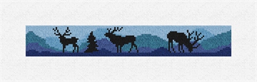 Elk Blue Needlepoint Key Fob Kit Stitched Preview