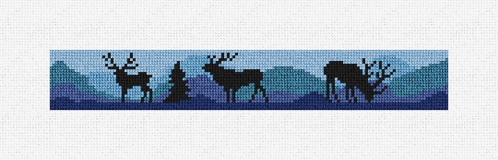 Elk Blue Needlepoint Key Fob Kit Stitched Preview