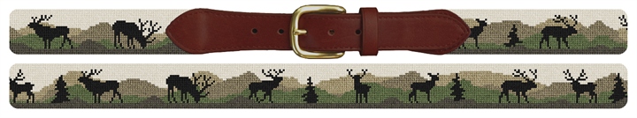 Elk Camo Needlepoint Belt