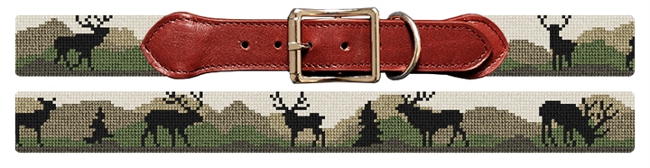 Elk Camo Needlepoint Dog Collar