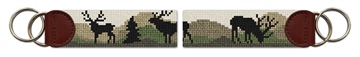 Elk Camo Needlepoint Key Fob