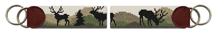 Elk Camo Needlepoint Key Fob